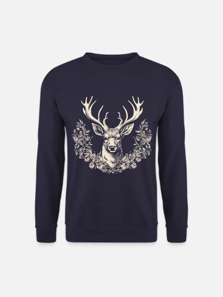 Hirsch Geweih Jäger Wandern Hirschmotiv - Unisex Pullover - Navy