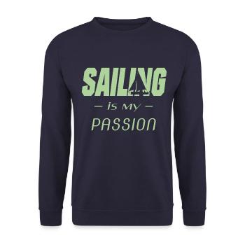 Sailing Sailer Segler Segelschiff - Unisex Pullover - Navy - Vorne - Alina (178cm) & Michal (187cm)