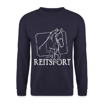 Reiten Pferde Reitsport Reiterin Reiter - Unisex Pullover - Navy - Vorne - Alina (178cm) & Michal (187cm)