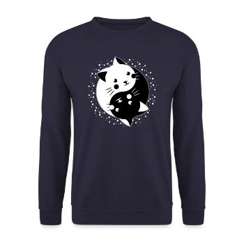 Cool chaton yin yang chats chat idée cadeau - Sweat-shirt Unisexe - marine - Devant - Alina (178cm) & Michal (187cm)