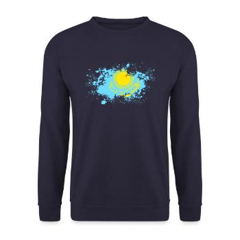 Kazakhstan Kasachstan Flagge Geschenkidee - Unisex Pullover - Navy - Vorne - Alina (178cm) & Michal (187cm)