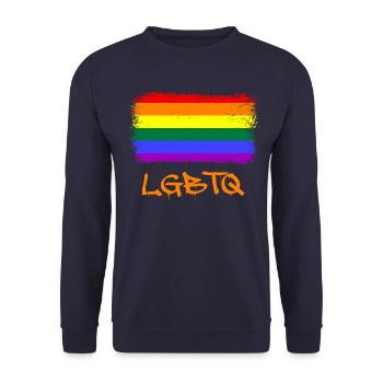 Gay Pride, schwul, LGBT, Regenbogen, Geschenk - Unisex Pullover - Navy - Vorne - Alina (178cm) & Michal (187cm)