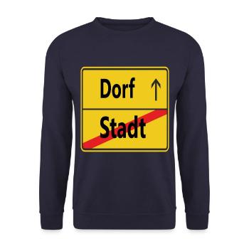 Stadt? Dorf! - Unisex Pullover - Navy - Vorne - Alina (178cm) & Michal (187cm)