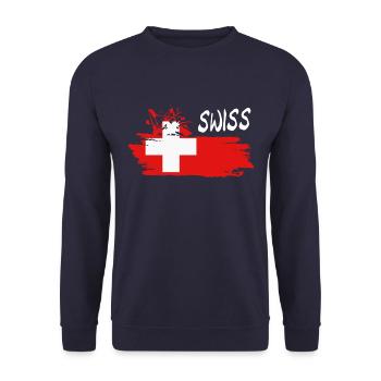 Swiss Schweiz - Unisex Pullover - Navy - Vorne - Alina (178cm) & Michal (187cm)
