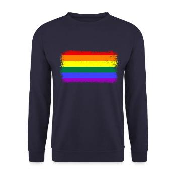 Pride, LGBTQ, cooles Regenbogen Design - Unisex Pullover - Navy - Vorne - Alina (178cm) & Michal (187cm)
