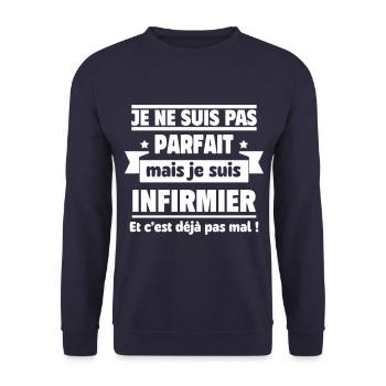 Je ne suis pas parfait, mais je suis infirmier - Sweat-shirt Unisexe - marine - Devant - Alina (178cm) & Michal (187cm)