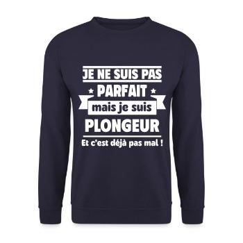 Pas parfait, mais plongeur,plongée - Sweat-shirt Unisexe - marine - Devant - Alina (178cm) & Michal (187cm)
