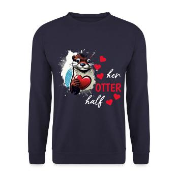 Otter half liebe geschenk - Unisex Pullover - Navy - Vorne - Alina (178cm) & Michal (187cm)