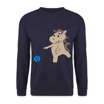 Horse foal plays bowling - Unisex Sweatshirt - navy - Front - Alina (178cm) & Michal (187cm)