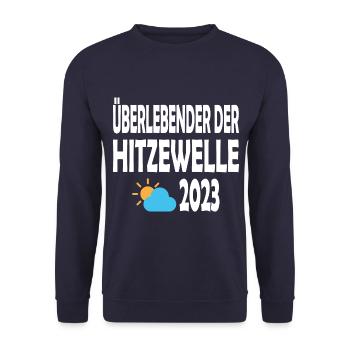 Überlebender der Hitzewelle 2023 - Unisex Pullover - Navy - Vorne - Alina (178cm) & Michal (187cm)