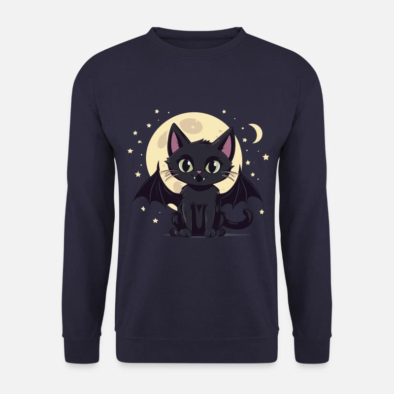 Halloween Black Cat as Vampire - Unisex Sweatshirt - navy