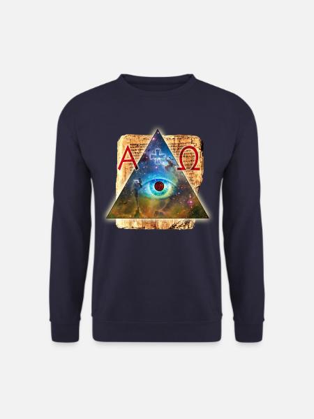 L'oeil de Dieu Alpha Omega + - All-Seeing - Sweat-shirt Unisexe - marine