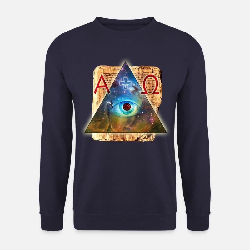 L'oeil de Dieu Alpha Omega + - All-Seeing - Sweat-shirt Unisexe - marine