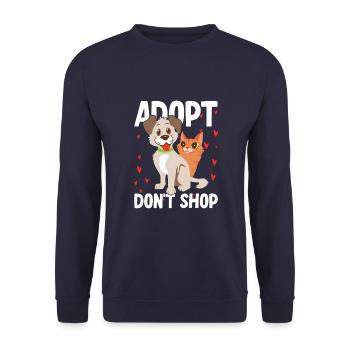 Adoptez Don’t Shop - Sweat-shirt Unisexe - marine - Devant - Alina (178cm) & Michal (187cm)