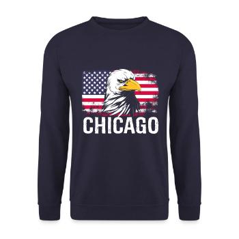 Chicago - Unisex Sweatshirt - navy - Front - Alina (178cm) & Michal (187cm)