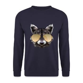Raccoon with sunglasses - Unisex Sweatshirt - navy - Front - Alina (178cm) & Michal (187cm)