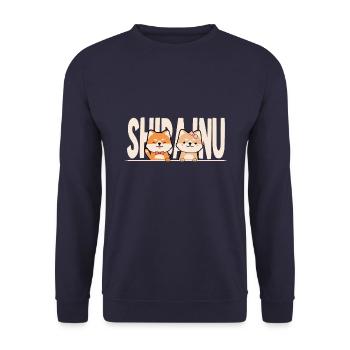 Shiba Inu Retro - Unisex Sweatshirt - navy - Front - Alina (178cm) & Michal (187cm)