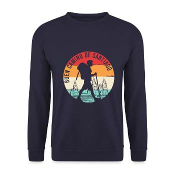 Buen Camino de Santiago de Compostela - Unisex Pullover - Navy - Vorne - Alina (178cm) & Michal (187cm)