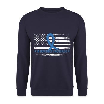 En novembre, je porte du bleu - Sweat-shirt Unisexe - marine - Devant - Alina (178cm) & Michal (187cm)