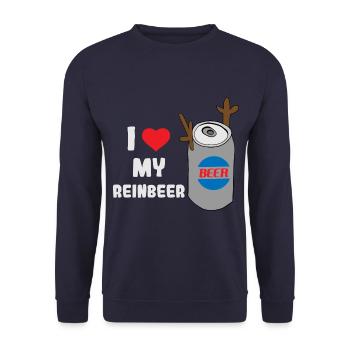 I love my Reinbeer! Biertrinker - Unisex Pullover - Navy - Vorne - Alina (178cm) & Michal (187cm)