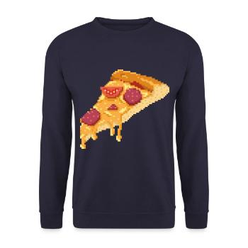 Retro Pixel Pizza - Unisex Sweatshirt - navy - Front - Alina (178cm) & Michal (187cm)