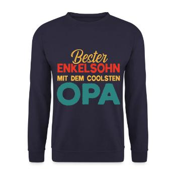 Bester Enkelsohn mit dem coolsten Opa - Unisex Pullover - Navy - Vorne - Alina (178cm) & Michal (187cm)