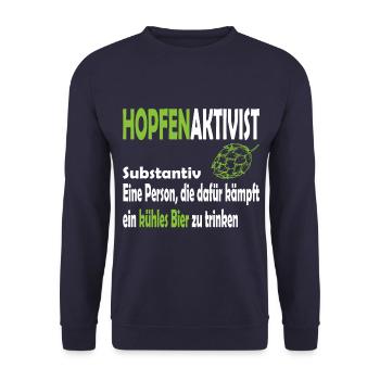 Hopfenaktivist Eine Person die für ihr kühles Bier - Unisex Pullover - Navy - Vorne - Alina (178cm) & Michal (187cm)