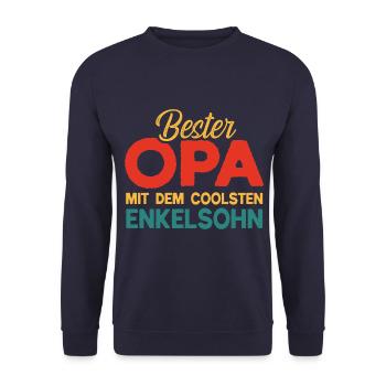 Bester Opa mit dem coolsten Enkelsohn - Unisex Pullover - Navy - Vorne - Alina (178cm) & Michal (187cm)