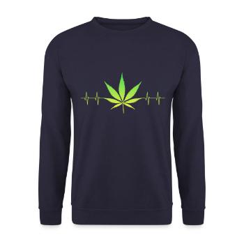 Kiffen Kiffer Herzschlag Joint Weed Marihuana - Unisex Pullover - Navy - Vorne - Alina (178cm) & Michal (187cm)