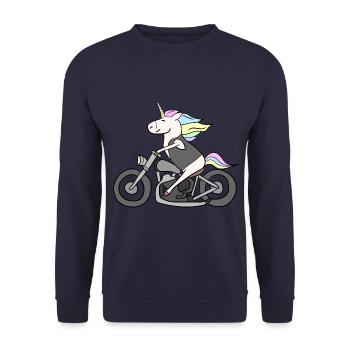 Unicorn motorbike - Unisex Sweatshirt - navy - Front - Alina (178cm) & Michal (187cm)