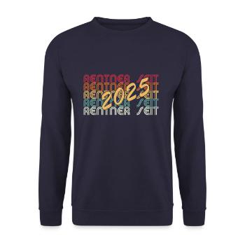 Rentner seit 2025 - Unisex Pullover - Navy - Vorne - Alina (178cm) & Michal (187cm)