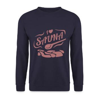 i love sauna - Unisex Sweatshirt - navy - Front - Alina (178cm) & Michal (187cm)