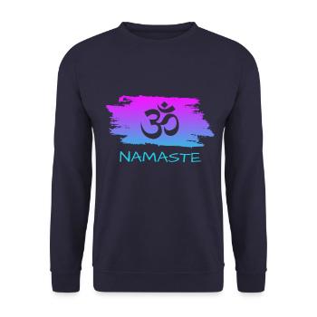 Namaste Om Yoga - Unisex Pullover - Navy - Vorne - Alina (178cm) & Michal (187cm)
