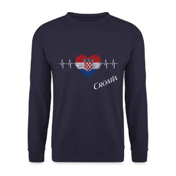 Croatia Heartbeat - Unisex Pullover - Navy - Vorne - Alina (178cm) & Michal (187cm)