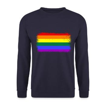 Regenbogen Rainbow LGBTQ - Unisex Pullover - Navy - Vorne - Alina (178cm) & Michal (187cm)