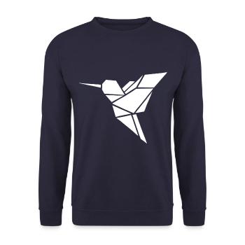 Bird Hummingbird Origami Geometric Birds White - Unisex Sweatshirt - navy - Front - Alina (178cm) & Michal (187cm)