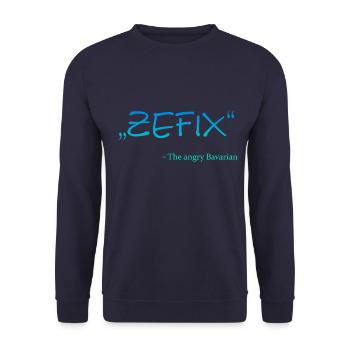 Zefix -The angry Bavarian - Bayern Spruch - Unisex Pullover - Navy - Vorne - Alina (178cm) & Michal (187cm)
