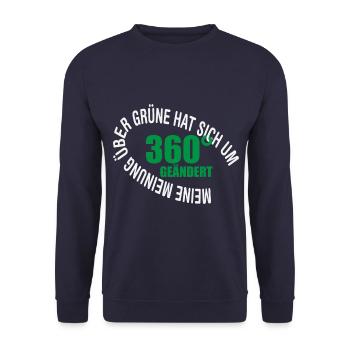 Meine Meinung über Grüne hat sich um 360 Grad geän - Unisex Pullover - Navy - Vorne - Alina (178cm) & Michal (187cm)