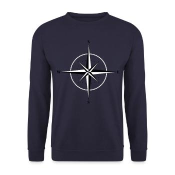 Kompass monochrom Zeichnung - Unisex Pullover - Navy - Vorne - Alina (178cm) & Michal (187cm)