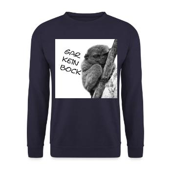 Gar kein Bock, Koboldmaki, Affe, Nö einfach nö, No - Unisex Pullover - Navy - Vorne - Alina (178cm) & Michal (187cm)