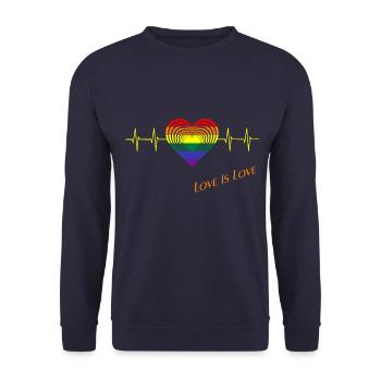 Love is Love, LGBT, Gay, CSD, Pride - Unisex Pullover - Navy - Vorne - Alina (178cm) & Michal (187cm)