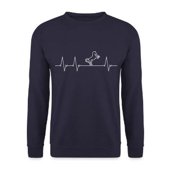Herzschlag für Pferde (weiß) - Unisex Pullover - Navy - Vorne - Alina (178cm) & Michal (187cm)