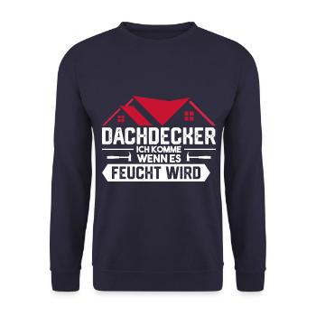 Dachdecker Handwerker Lustig - Unisex Pullover - Navy - Vorne - Alina (178cm) & Michal (187cm)
