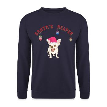 Chien Chihuahua, assistant du Père Noël - Sweat-shirt Unisexe - marine - Devant - Alina (178cm) & Michal (187cm)