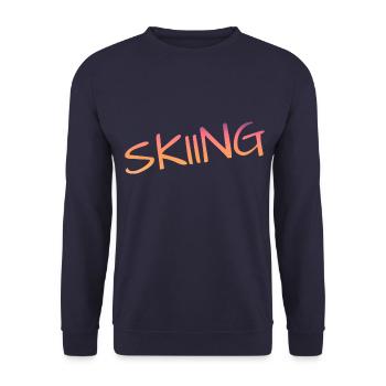 skiing, ski fahren, skier, pistensau - Unisex Pullover - Navy - Vorne - Alina (178cm) & Michal (187cm)