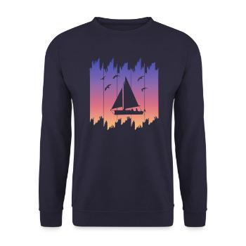 Seglen Segler Segelschiff - Unisex Pullover - Navy - Vorne - Alina (178cm) & Michal (187cm)