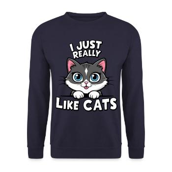 Chat Chats Amoureux Chat Propriétaire Chaton - Sweat-shirt Unisexe - marine - Devant - Alina (178cm) & Michal (187cm)