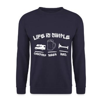 CAMPING BEER BED ! LIFE IS SO SIMPLE ! CAMPING FUN - Sweat-shirt Unisexe - marine - Devant - Alina (178cm) & Michal (187cm)
