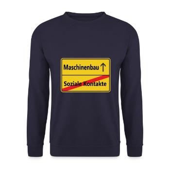Soziale Kontakte? Maschinenbau - Unisex Pullover - Navy - Vorne - Alina (178cm) & Michal (187cm)