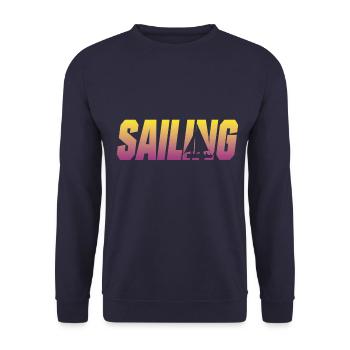 Sailing Segeln Segelboot Skipper - Unisex Pullover - Navy - Vorne - Alina (178cm) & Michal (187cm)